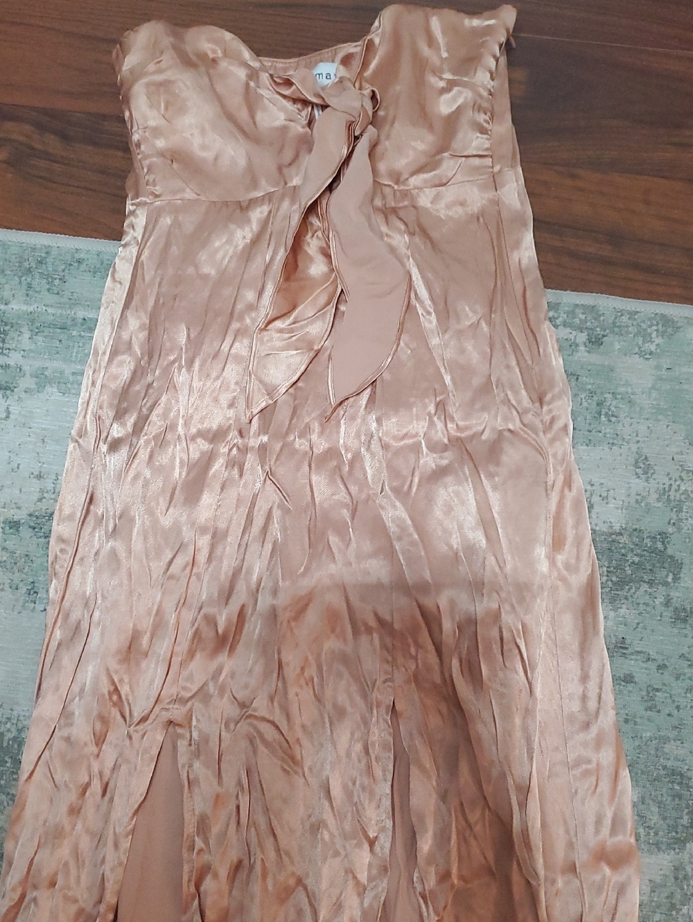 ROE Strapless Satin Maxi Dress in Blush